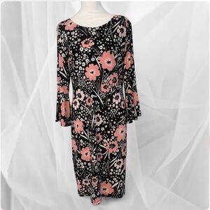 Tommy Hilfiger Black and Pink Floral Long Sleeve Dress